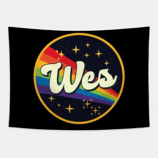 Wes // Rainbow In Space Vintage Style Tapestry