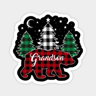 Grandson Bear Buffalo Red Plaid Matching Family Christmas Magnet