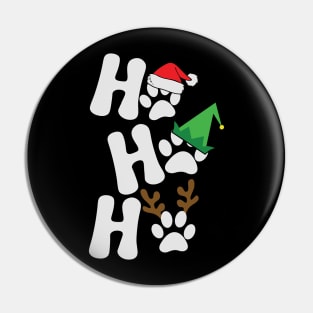 Ho Ho Ho Dog Paw Print Christmas Gift for Dog Lovers Pin