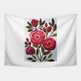 Watercolor Red Roses Tapestry