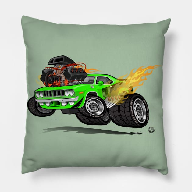 71 Hemi Cuda Engine Pillow by Goin Ape Studios