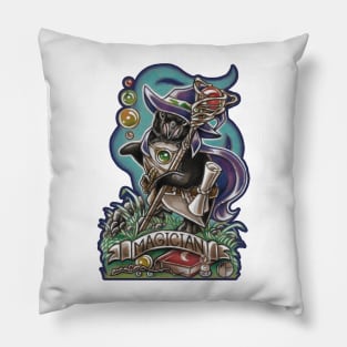 Magician Penguin - Navy Blue Outlined Version Pillow