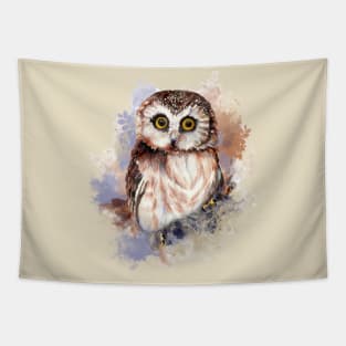 Watercolor Cute LIttle Owl Tapestry