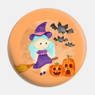 Halloween Cute Witch Pin