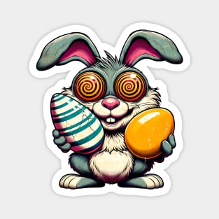 Hypnotic Easter Bunny T-Shirt – Comical Swirly-Eyed Rabbit Tee Magnet