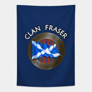 Clan Fraser Crest & Tartan Knot Tapestry