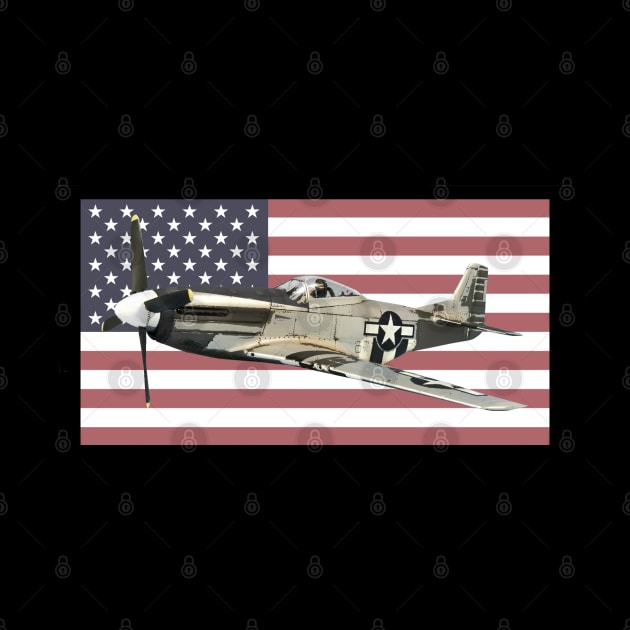 P-51 Mustang US American Flag WW2 WWII Plane by Dirty Custard Designs 