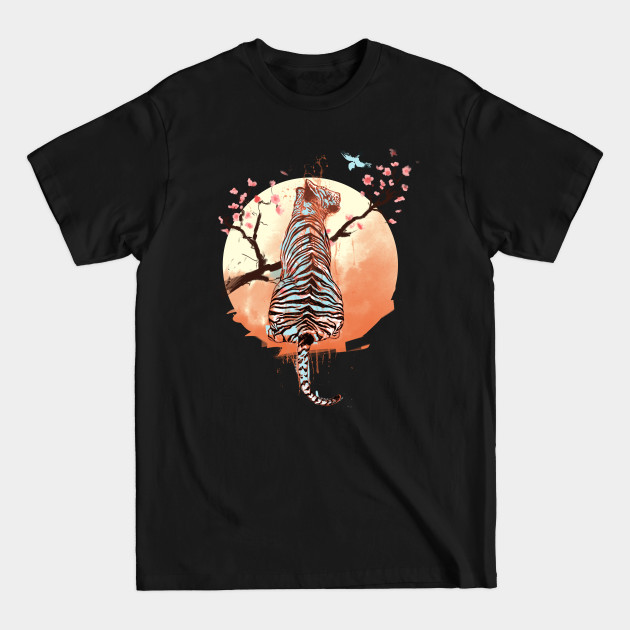 Discover Tiger at sakura tree (dark version) - Tiger - T-Shirt