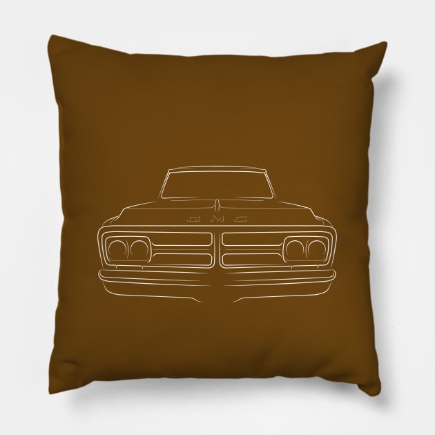 1970 GMC Sierra 1500 - front stencil, white Pillow by mal_photography
