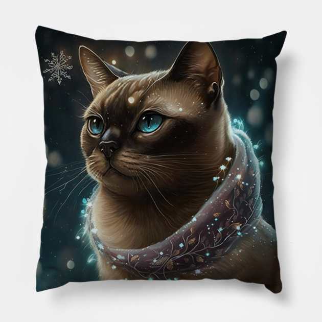 Burmese In Snow Pillow by Enchanted Reverie