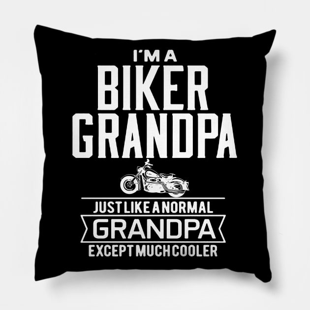 i'am just a biker grandpa white Pillow by amillustrated