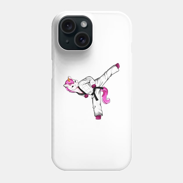 Cartoon unicorn does hapkido Phone Case by Modern Medieval Design