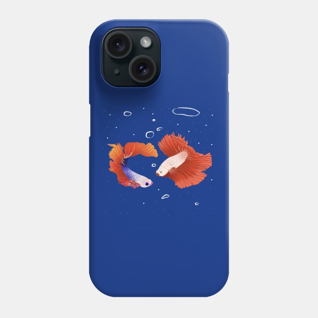 Pisces - Beautiful fishes with bubbles Phone Case by London Colin