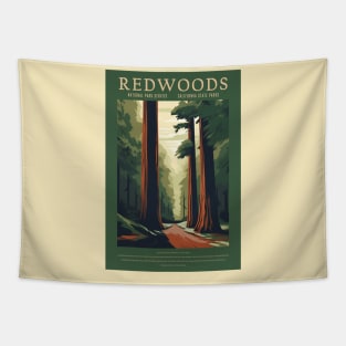 Redwoods National Park Vintage Travel Poster Tapestry