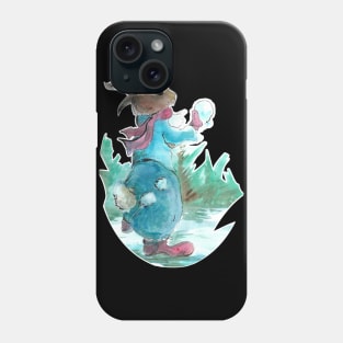 Rabbit throwing snowballs 22/11/23 - vintage Christmas inspired designs Phone Case