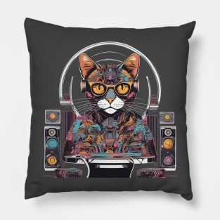 House cat music dj colourful Pillow