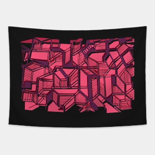 Pink geometric pattern city Tapestry