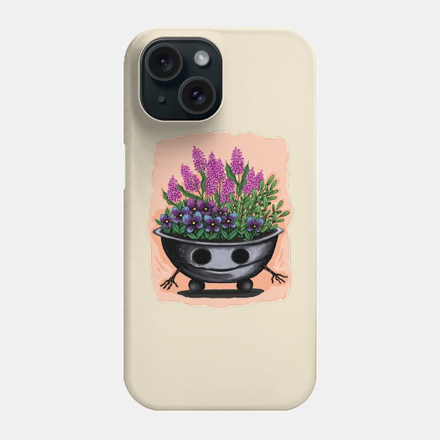 Purple flowers plant pot Phone Case by Raluca Iov