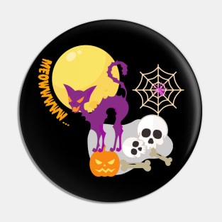 Cat in the Halloween night Pin