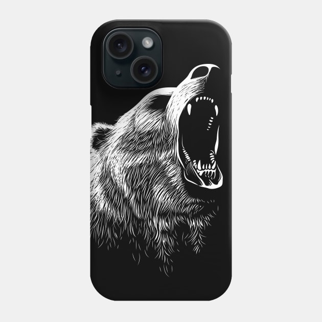 Roaring Bear (black) Phone Case by zoneo