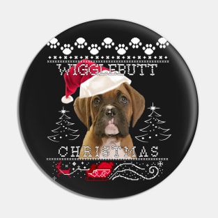 Light Brindle Boxer Dog Christmas Sweater Pin