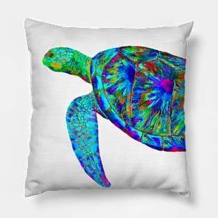 Psychedelic neon sea turtle Pillow