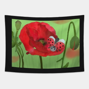 Mohn mit Käfer Tapestry