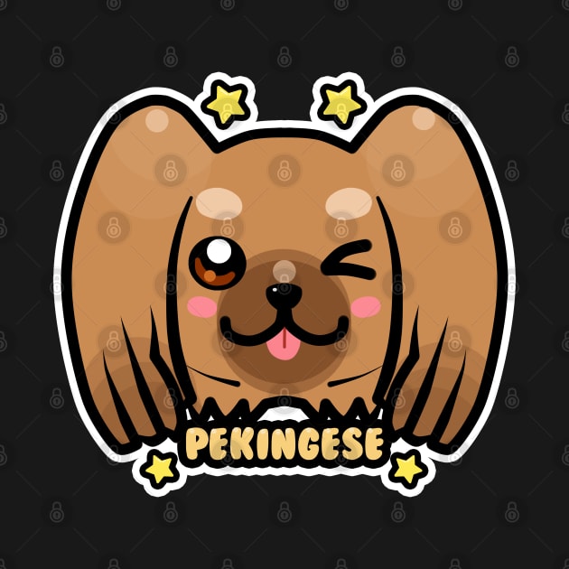 KAWAII Chibi Pekingese Dog Face by TechraNova