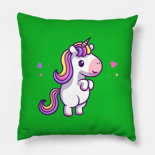 Cute Unicorn Standing Cartoon Pillow