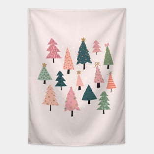 Christmas Trees  in Pink & Green Tapestry