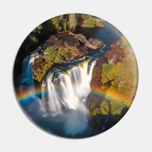 Beautiful waterfall with a rainbow Pin