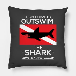 Out Swim My Dive Buddy Funny Shark Scuba Diving Pillow