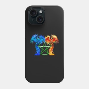 Fantasy Fire And Ice Phoenix Green Pentagram Phone Case