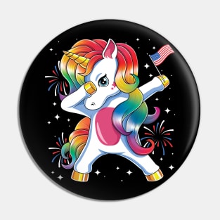 Americorn Dabbing Unicorn USA American Flag Patriotic Pin