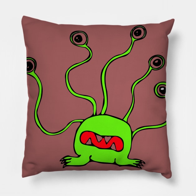 Alien creatures with five eyes Pillow by we4you