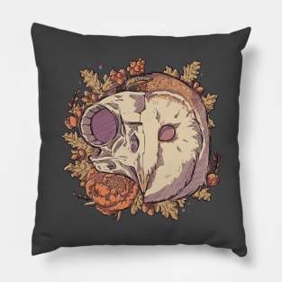 Autumn Barn Owl Skull Pillow
