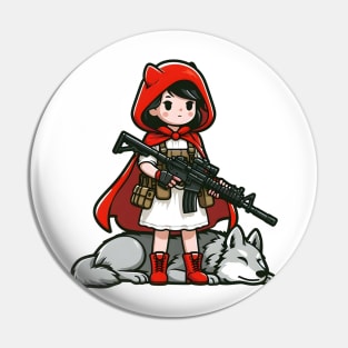 Tactical Little Red Riding Hood Adventure Tee: Where Fairytales Meet Bold Style Pin