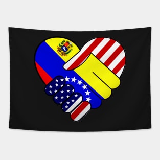 Venezuela Flag USA Flag Handshake Spanish Latino Hispanic Food Culture Tapestry