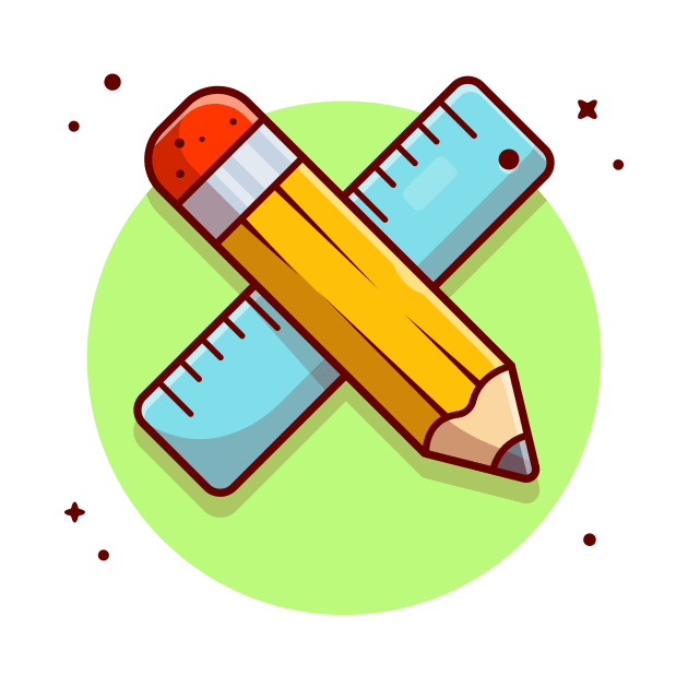 Pencil And Ruler Cartoon Vector Icon Illustration by Catalyst Labs