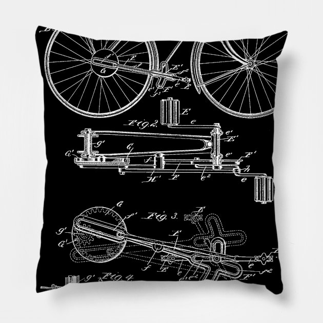 Bicycle Vintage Patent Hand Drawing Pillow by TheYoungDesigns