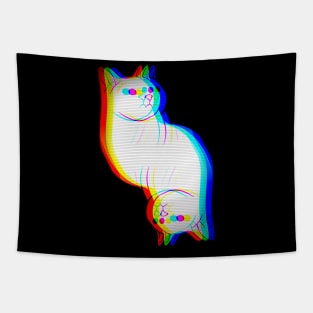 Dual Glitch Cat Video Tapestry