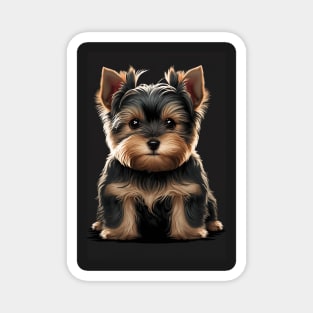 Super Cute Yorkshire Terrier Puppy Portrait Magnet