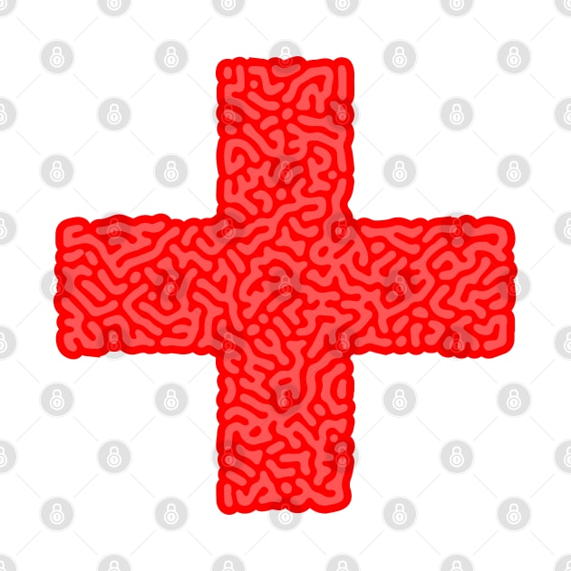 Red Cross Symbol in Abstract Fill Pattern Texture by FooVector