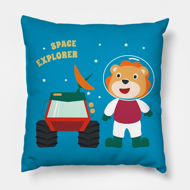 Cute tiger astronaut. Pillow by KIDS APPAREL