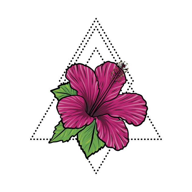 Tropical Hibiscus Flora Dotted Triangle Diamond by RadicalChill