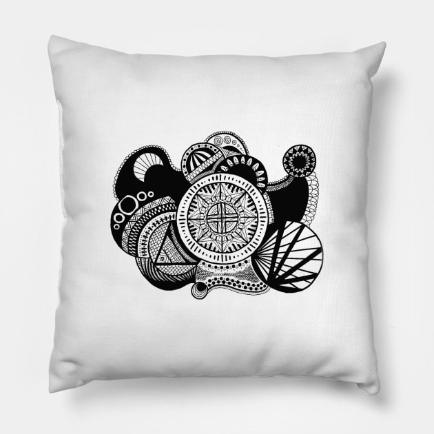 Abstract Mandala/Zentangle Pillow by calenbundalas