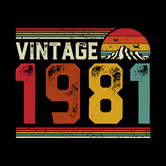 Vintage 1981 Birthday Gift Retro Style by Foatui