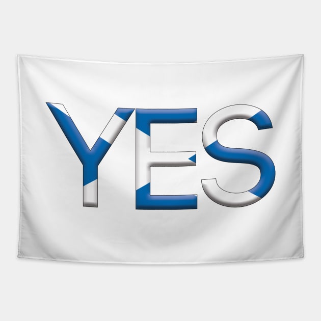 YES, 3D Pro Scottish Independence Saltire Flag Text Slogan Tapestry by MacPean