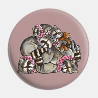 Sleeping pile of raccoons Pin