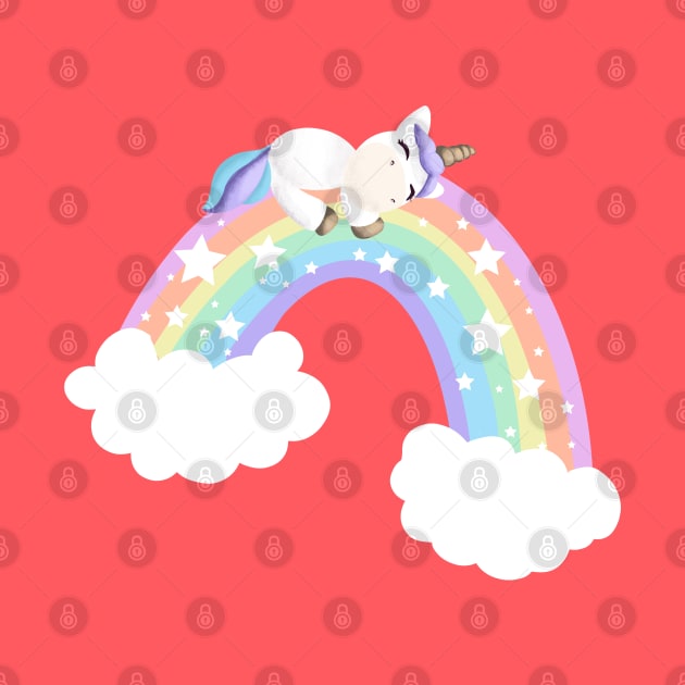 Cute unicorn laid on a rainbow by Mimie20